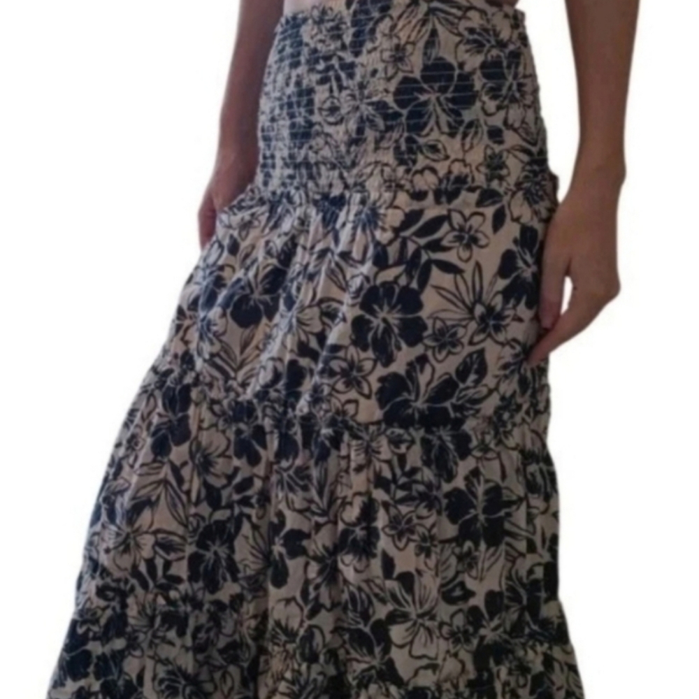 Y2K American Eagle Women's XSmall Brown Hawaiian Boho Floral Smocked Skirt